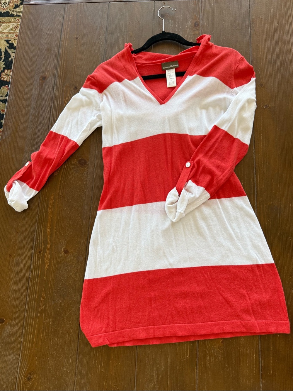 Tommy Bahama Coral and Black Knit Top